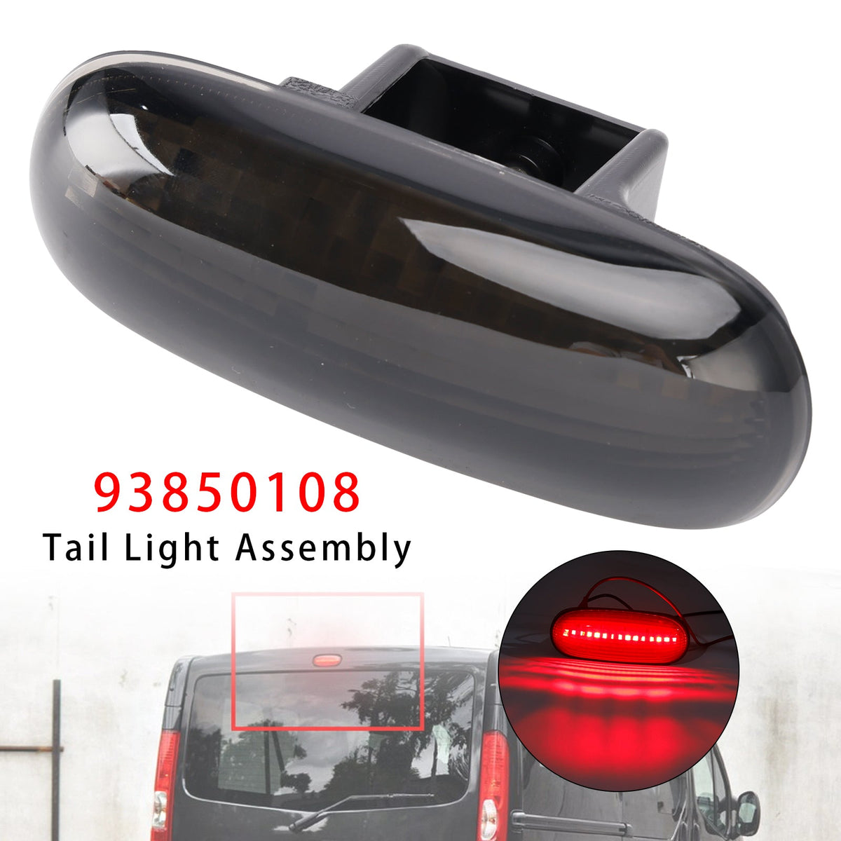 Troisième feu stop arrière surélevé pour Vauxhall Vivaro A X83 2001-2014, fumé