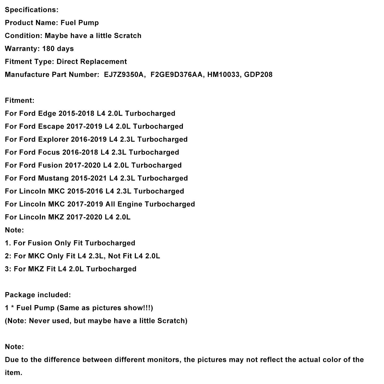 Korkeapaineinen polttoainepumppu, joka on yhteensopiva Ford Mustang Escape Explorer Edge Fusionin kanssa