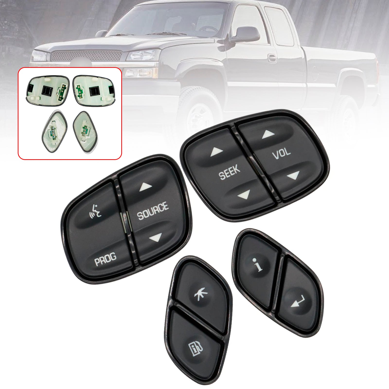 4 boutons de commande au volant pour éclairage Chevy Suburban 2003-2006