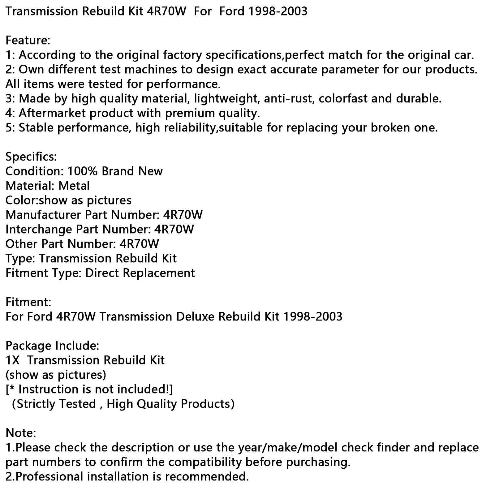 Komplet za obnovo menjalnika Ford 4R70W 1998-2003