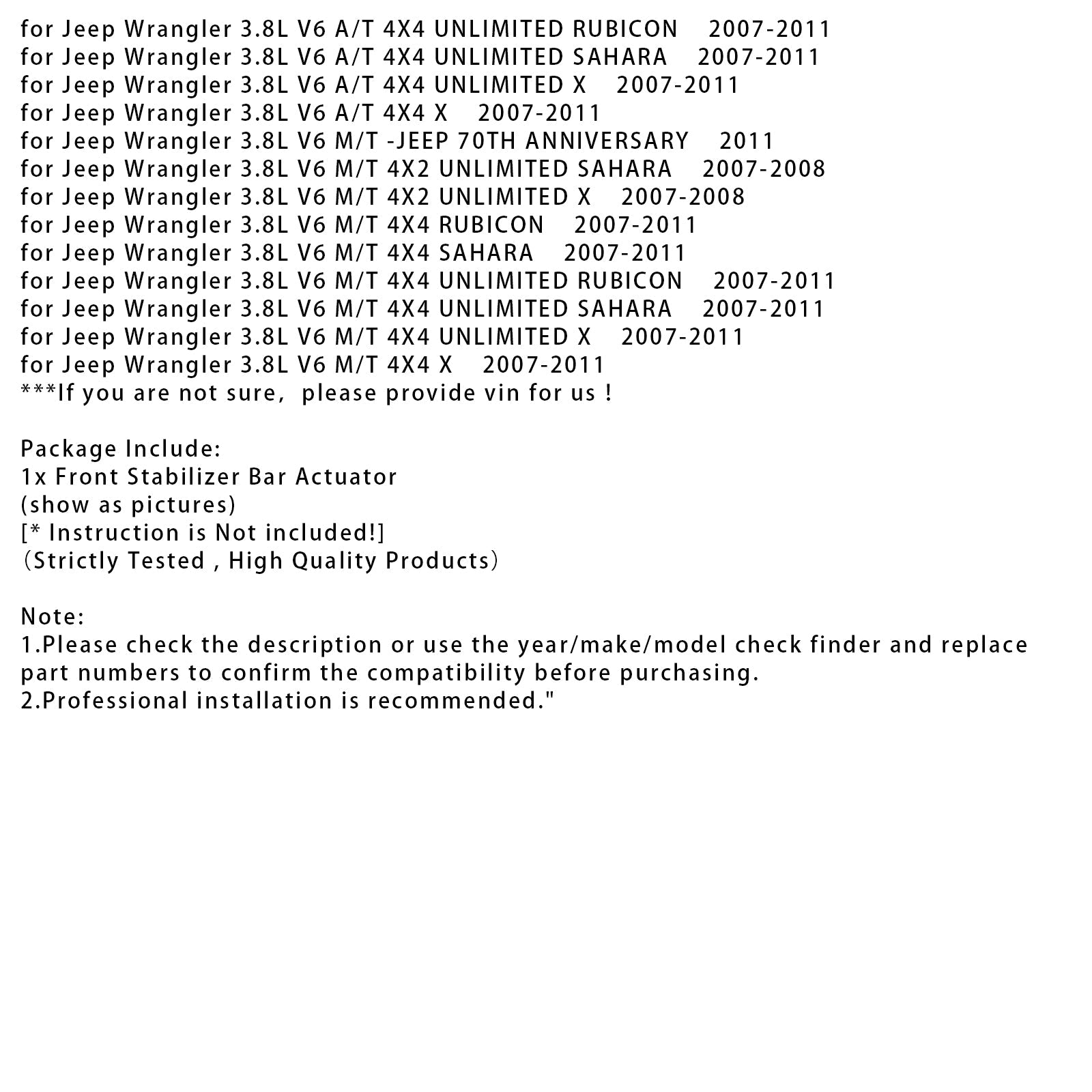 Nuovo attuatore barra stabilizzatrice anteriore 68044411AB per Jeep Wrangler 2007-2018