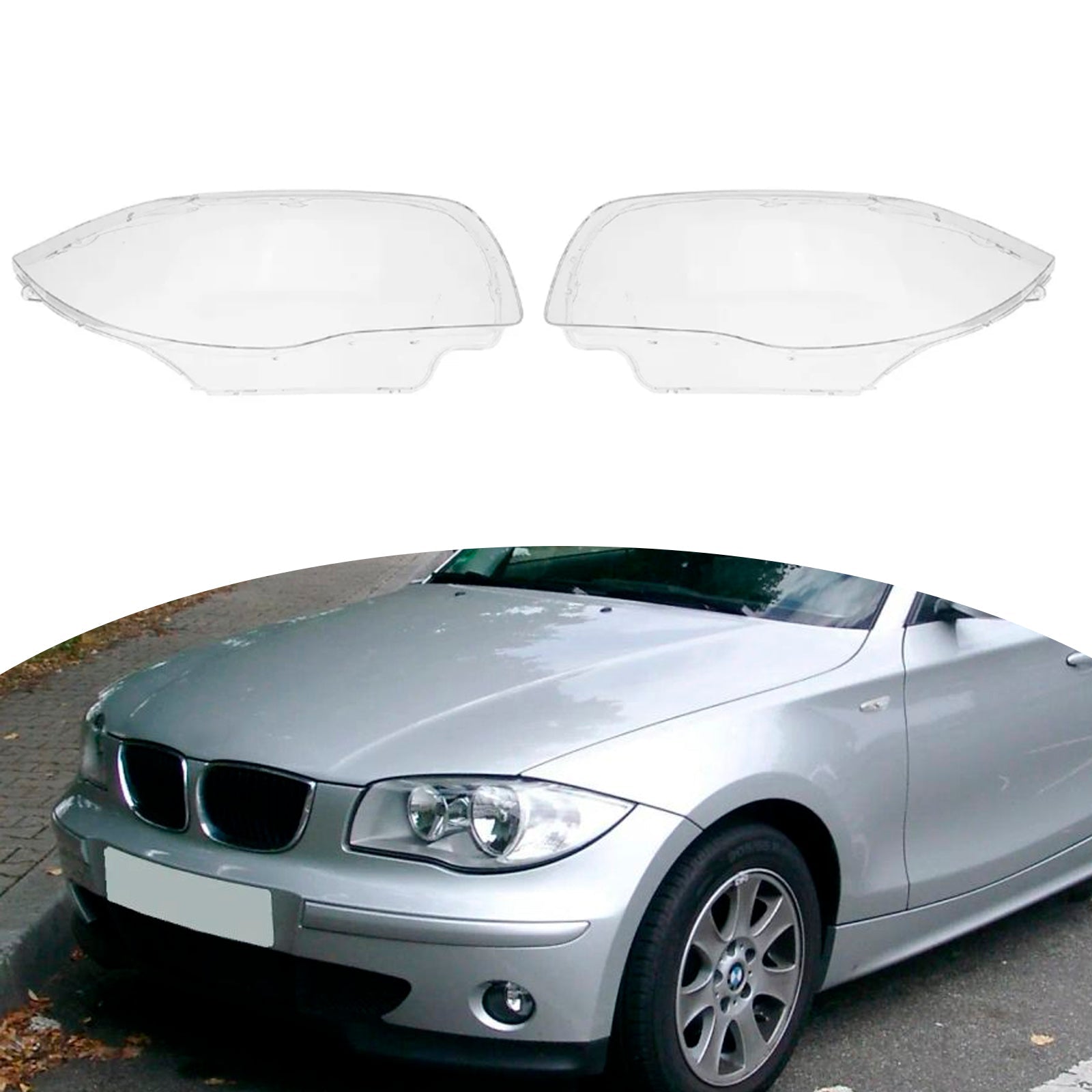2003-2011 BMW Serie 1 E81 E82 E87 E88 2pcs Copertura trasparente in vetro di faro prima di 63126924486,