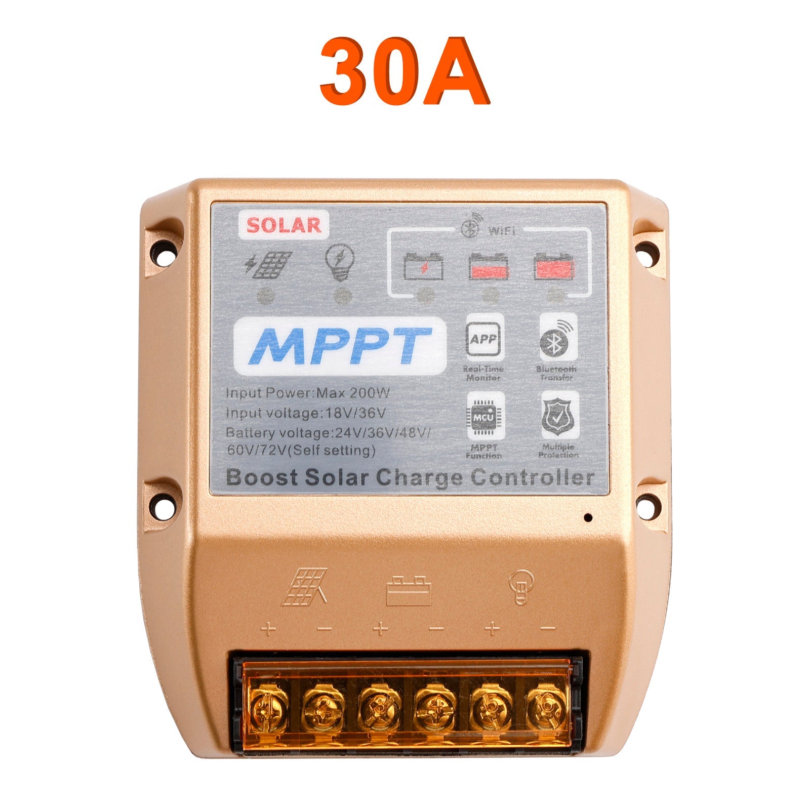 Contrôleur solaire MPPT Boost 10 A/20 A/30 A 24 V, 36 V, 48 V, 60 V, 72 V, application mobile, contrôle intelligent