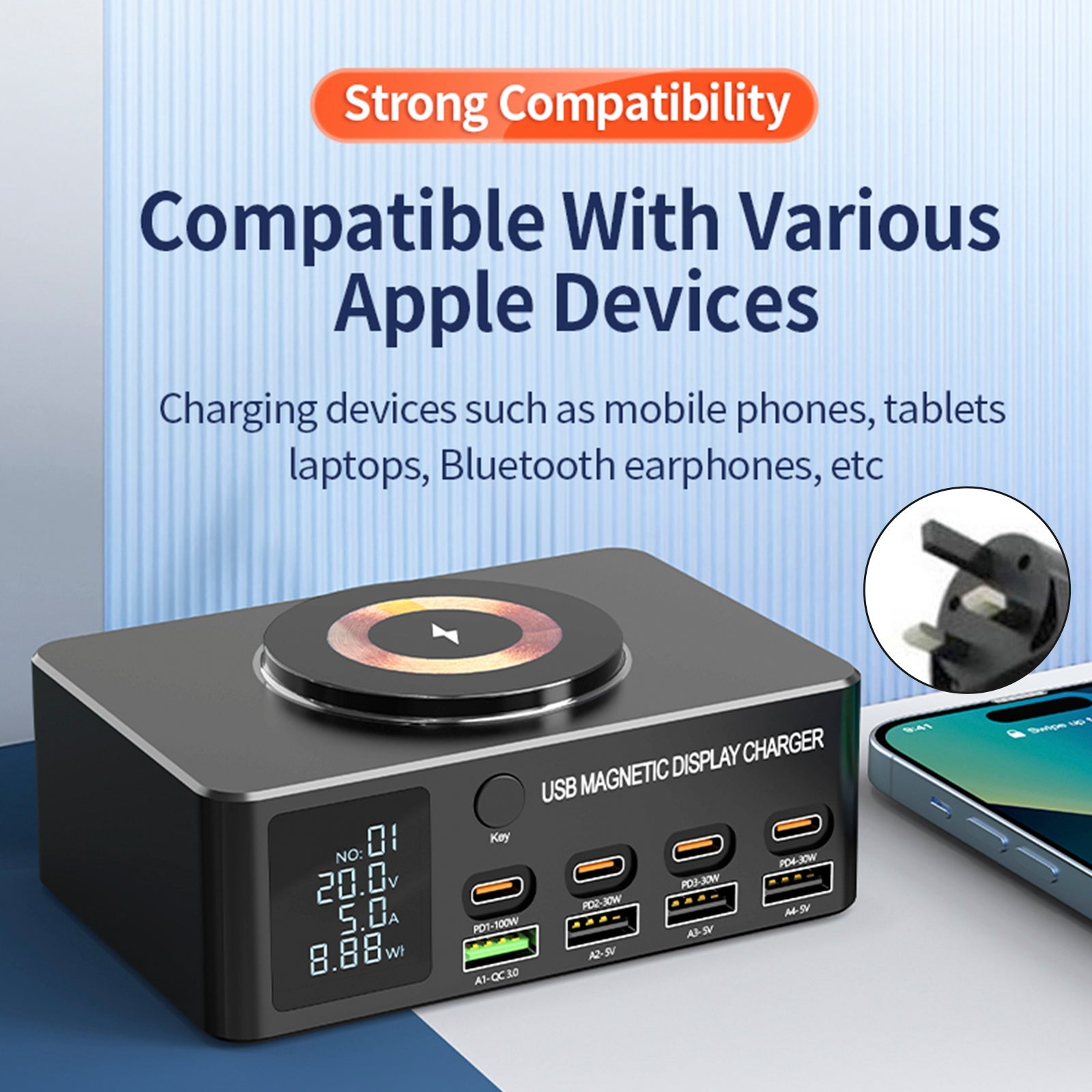 Caricatore rapido 140 W PD100 W Multiport intelligente USB per laptop