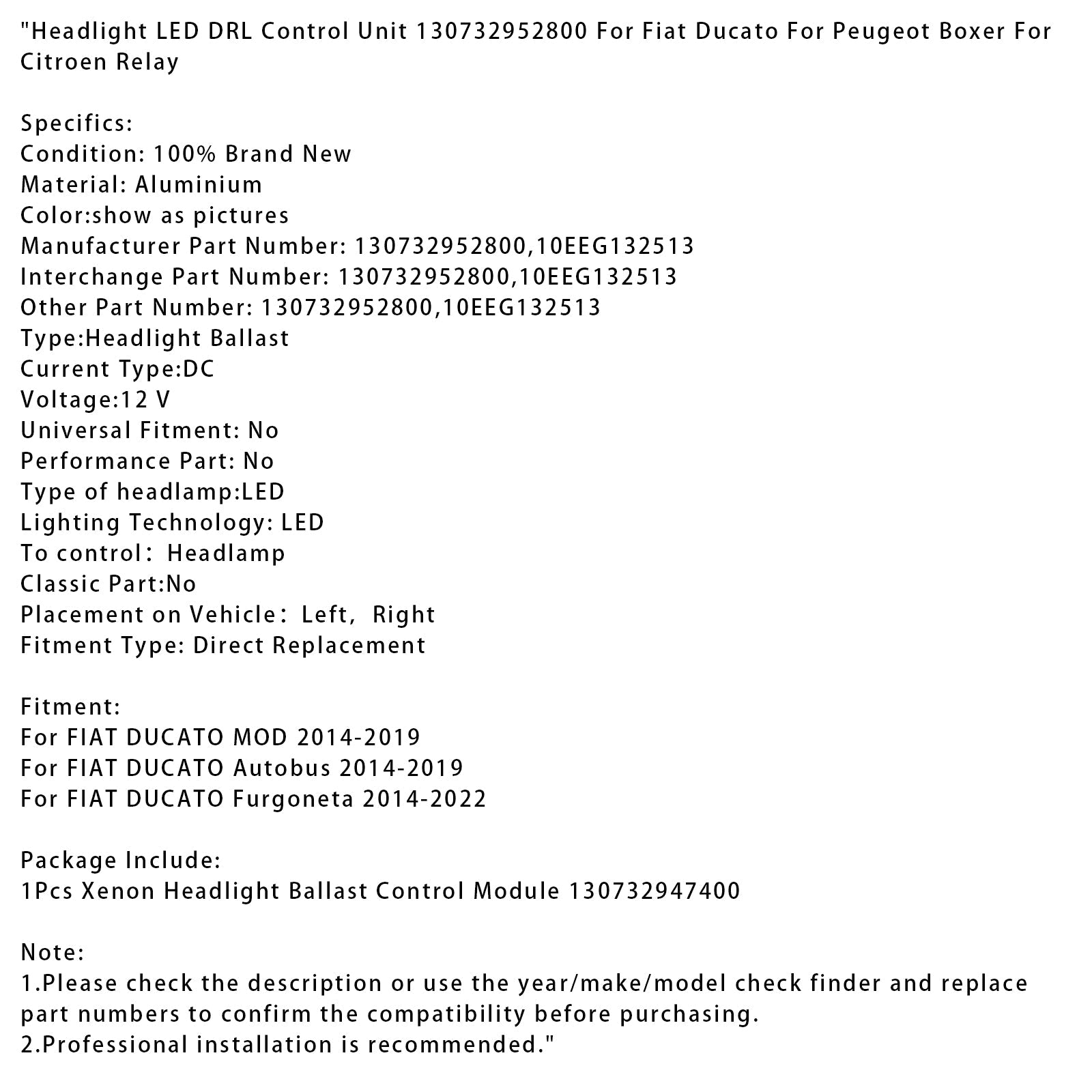 LED nadzorna enota za ustnice 130732952800 za Fiat Ducato in Peugeot Boxer