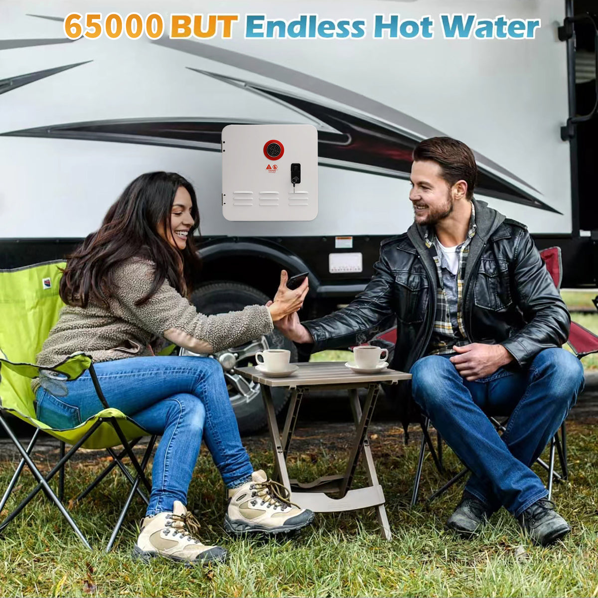 Chauffe-eau sans réservoir pour camping-car au propane 65 000 BTU avec contrôleur et accessoires de douche