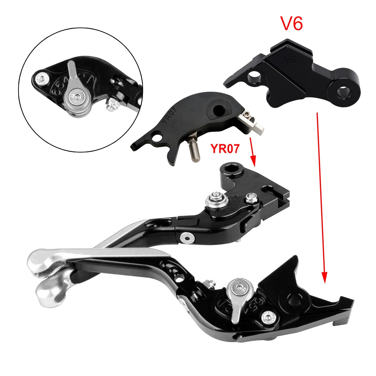 Levier de frein et d'embrayage réglable compatible avec YAMAHA XSR900 XSR900GP MT-09 MT-09SP 24-25