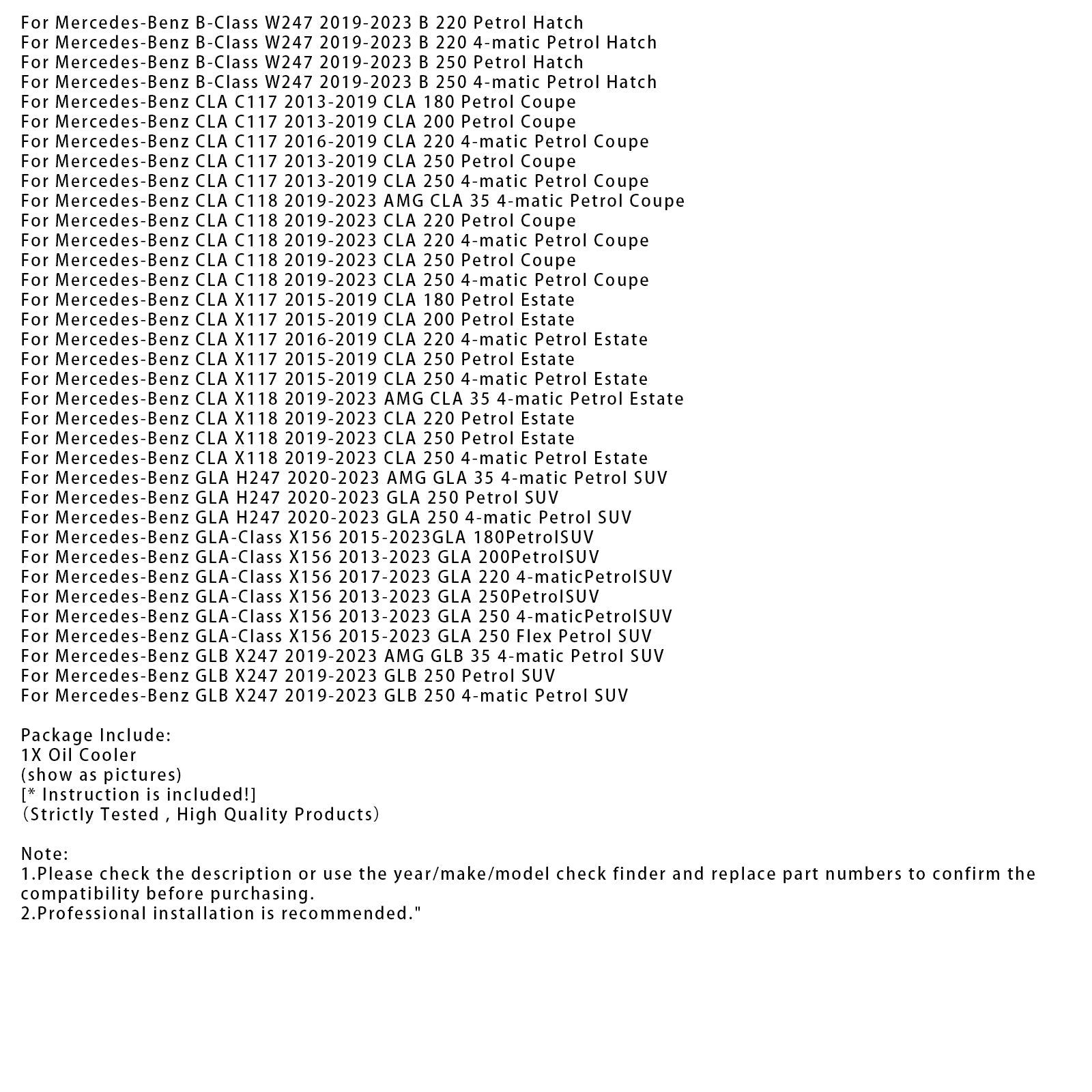 Gruppo di raffreddamento&#39;olio A2701800810 per Mercedes-Benz CLA C117 CLA 250 Coupé Benzina 2013-2019