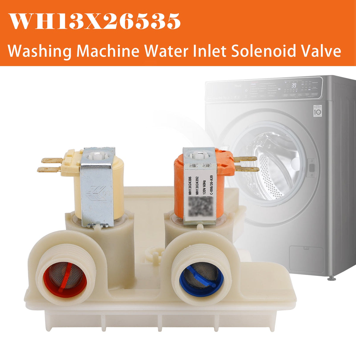 Válvula solenoide de entrada de agua WH13X26535 para lavadoras GE