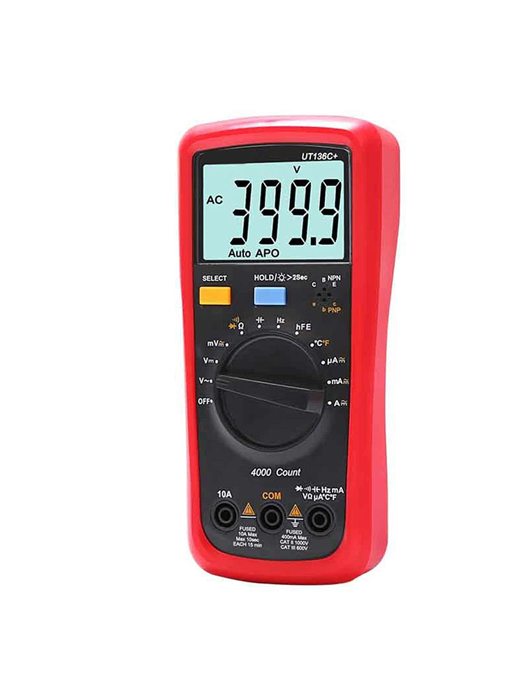 UT136C+ digitale multimeter: AC/DC-multimetertester, voltmeter, ampèremeter, ohmmeter