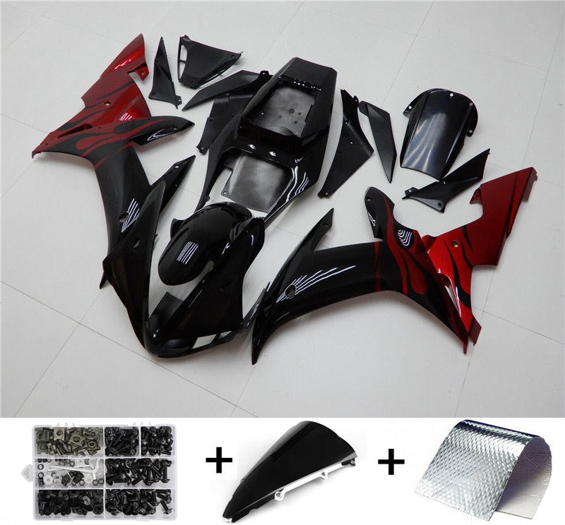 ABS Black Red Injection Molded Fairing Kit Fit for Yamaha YZF R1 2002 2003