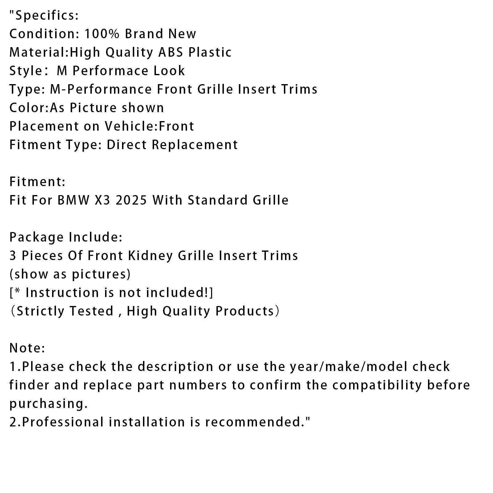 Tricolor Abs Front Grille voor BMW X3 2025