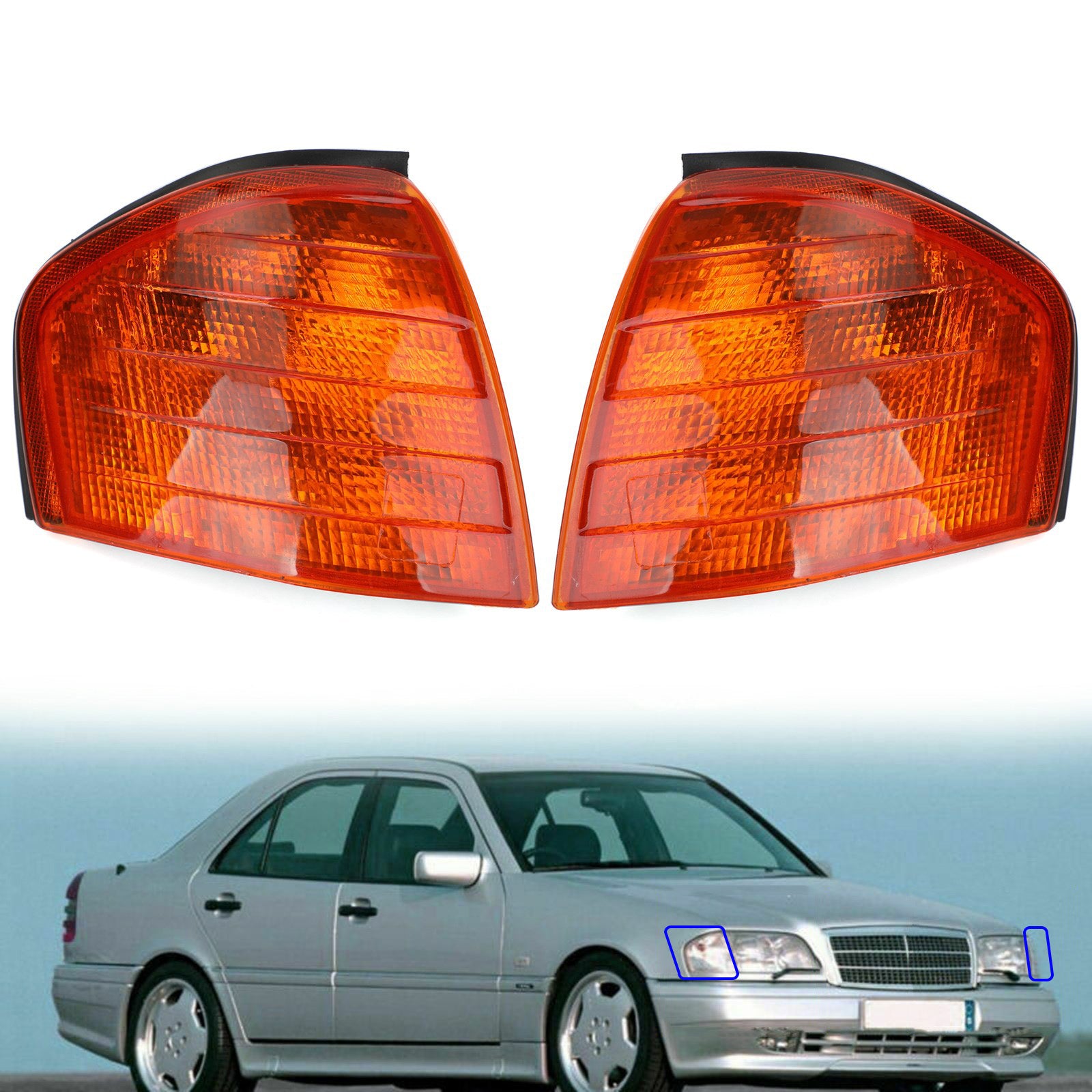 Paire Lumières D'Angle Lampes Clignotant Pour Mercedes Benz Classe C W202 94-00