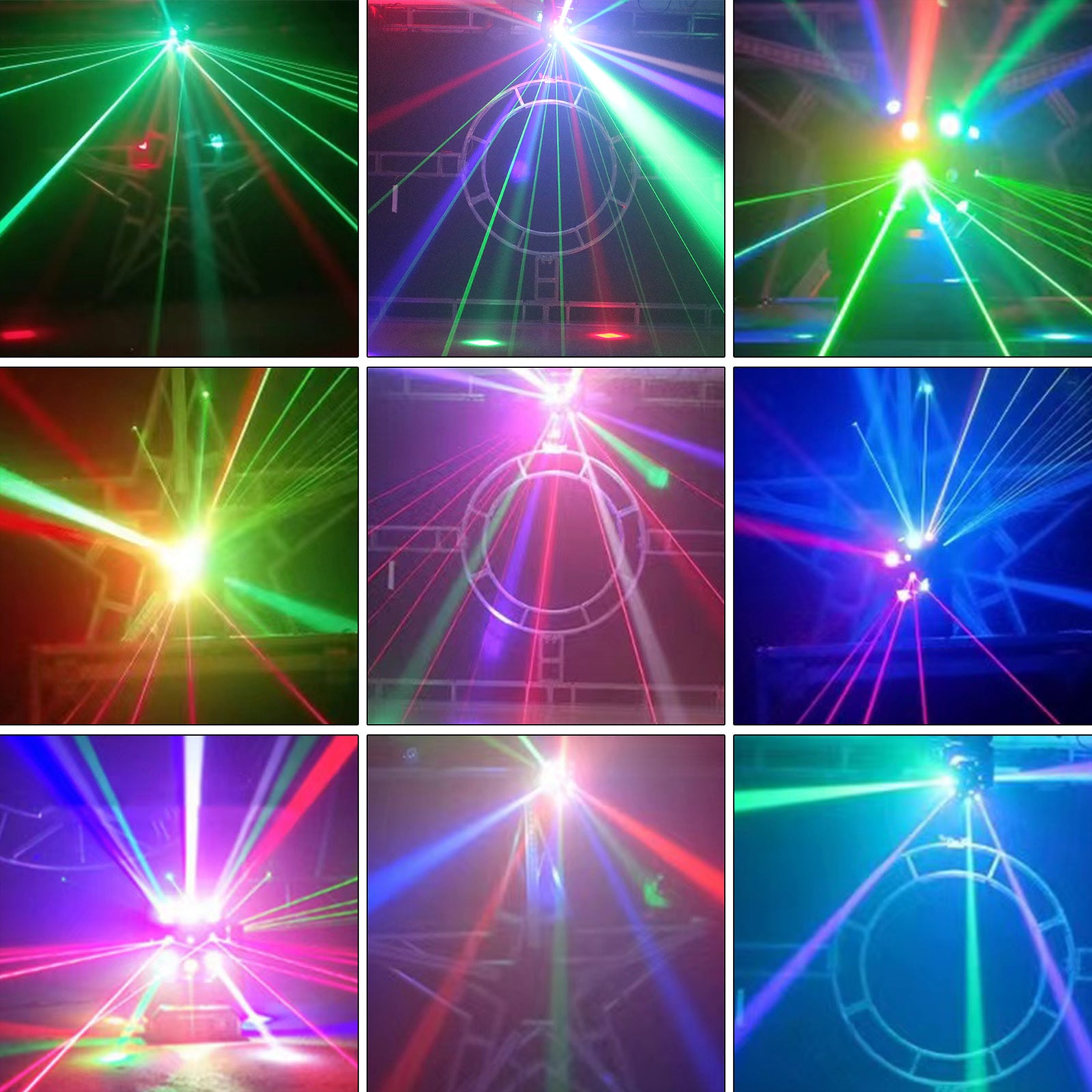 RGBW 3 en 1 LED efecto de iluminación láser fiesta DMX DJ luz de escenario cabeza móvil