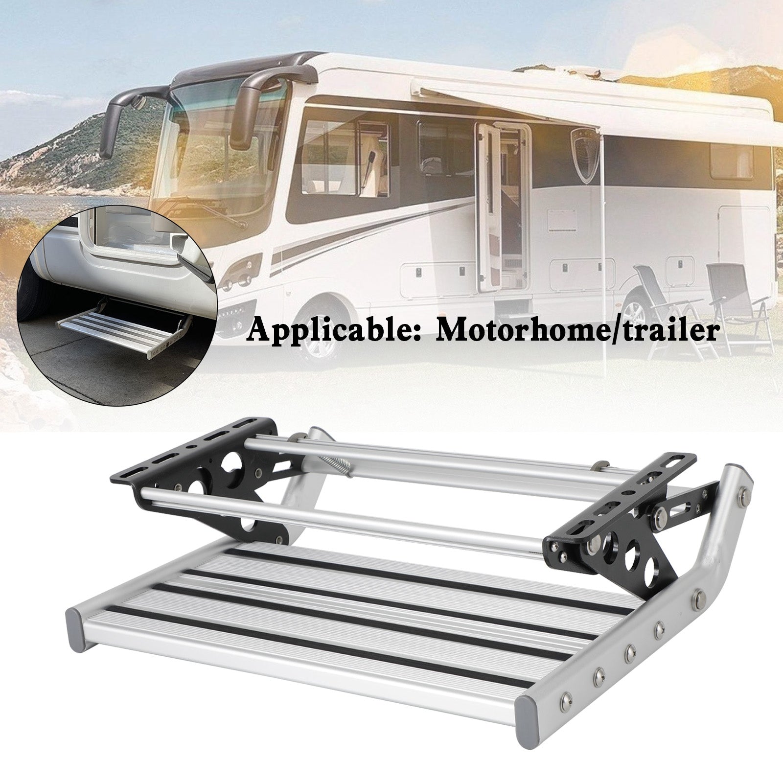 Escalera de tijera para camping, autocaravana, escalera de tijera de aluminio, escalera de tijera para quitar manualmente