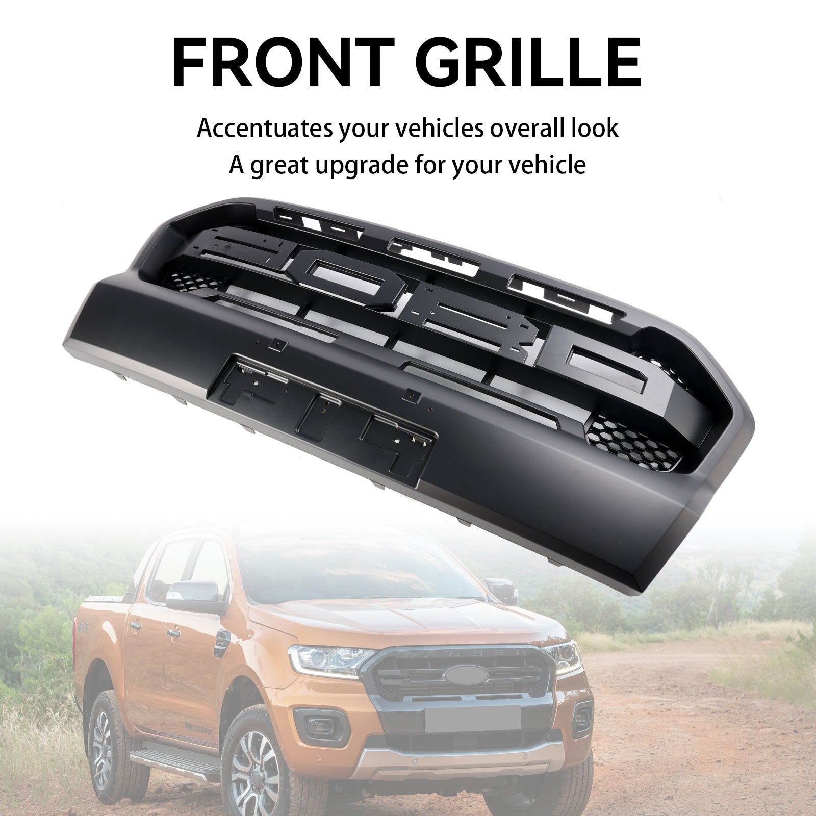 Matt Black Ranger Raptor Style Front Bumper Grille Pour Ford Ranger 2019-2023 T8