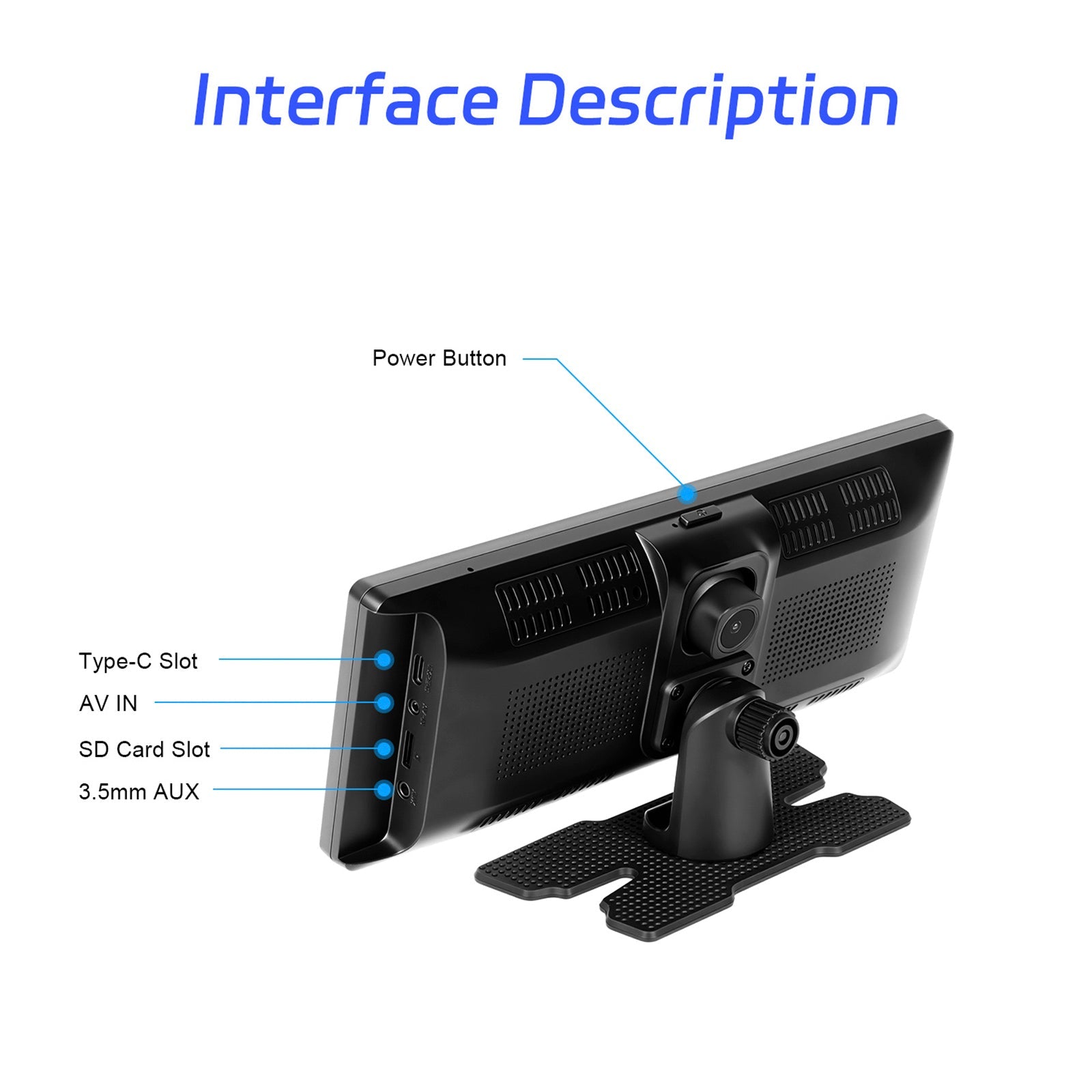 Autoradio portable Bluetooth 10,26"" avec navigation sans fil et compatible CarPlay, caméra AHD