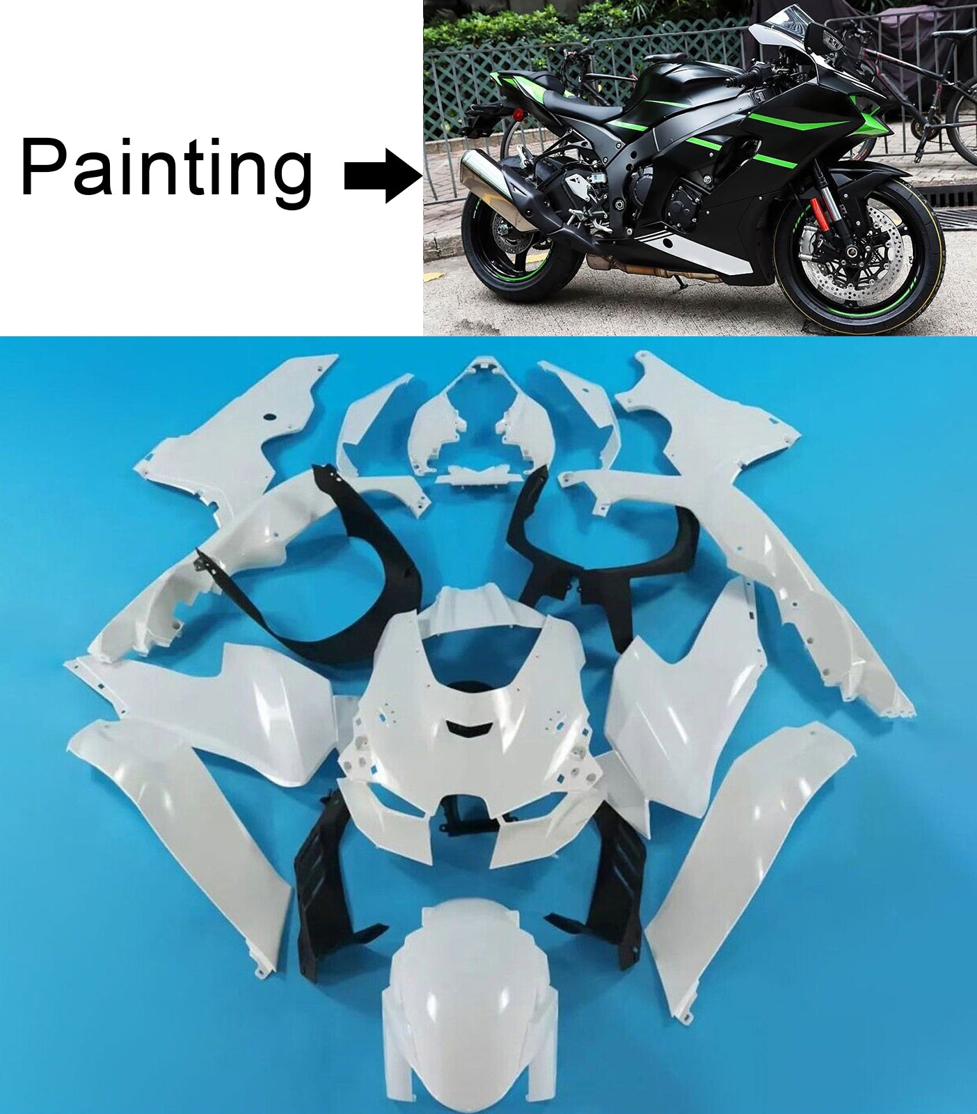 Kit de carénage injecté en plastique ABS compatible avec Kawasaki ZX-10R  ZX-10RR 2021-2025