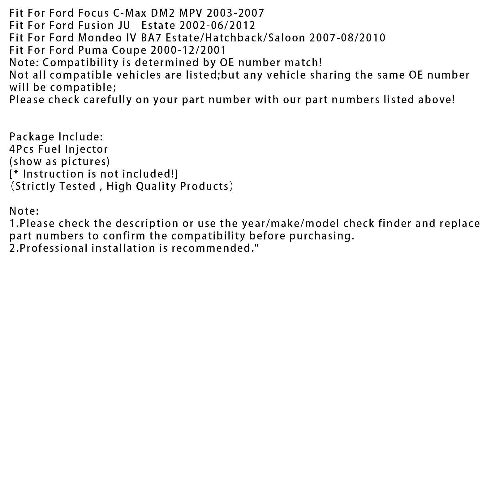 4 iniettori di carburante per Ford B C-Max Fiesta Focus Fusion Mondeo Puma 0280158200