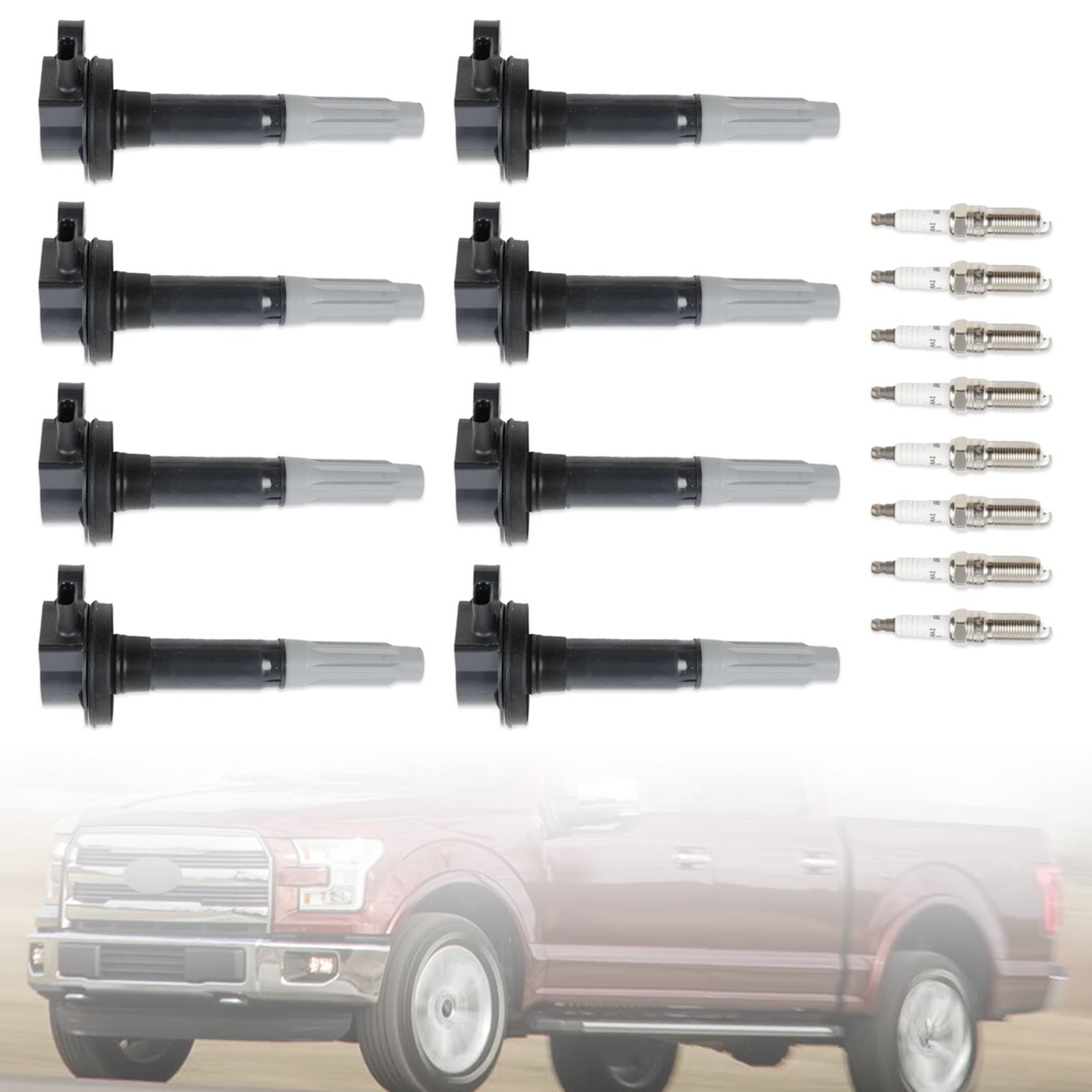 Voor Ford F-150 V8 5.0L 2016-2017 : 8 bobines + 8 UF824 iridium bougies