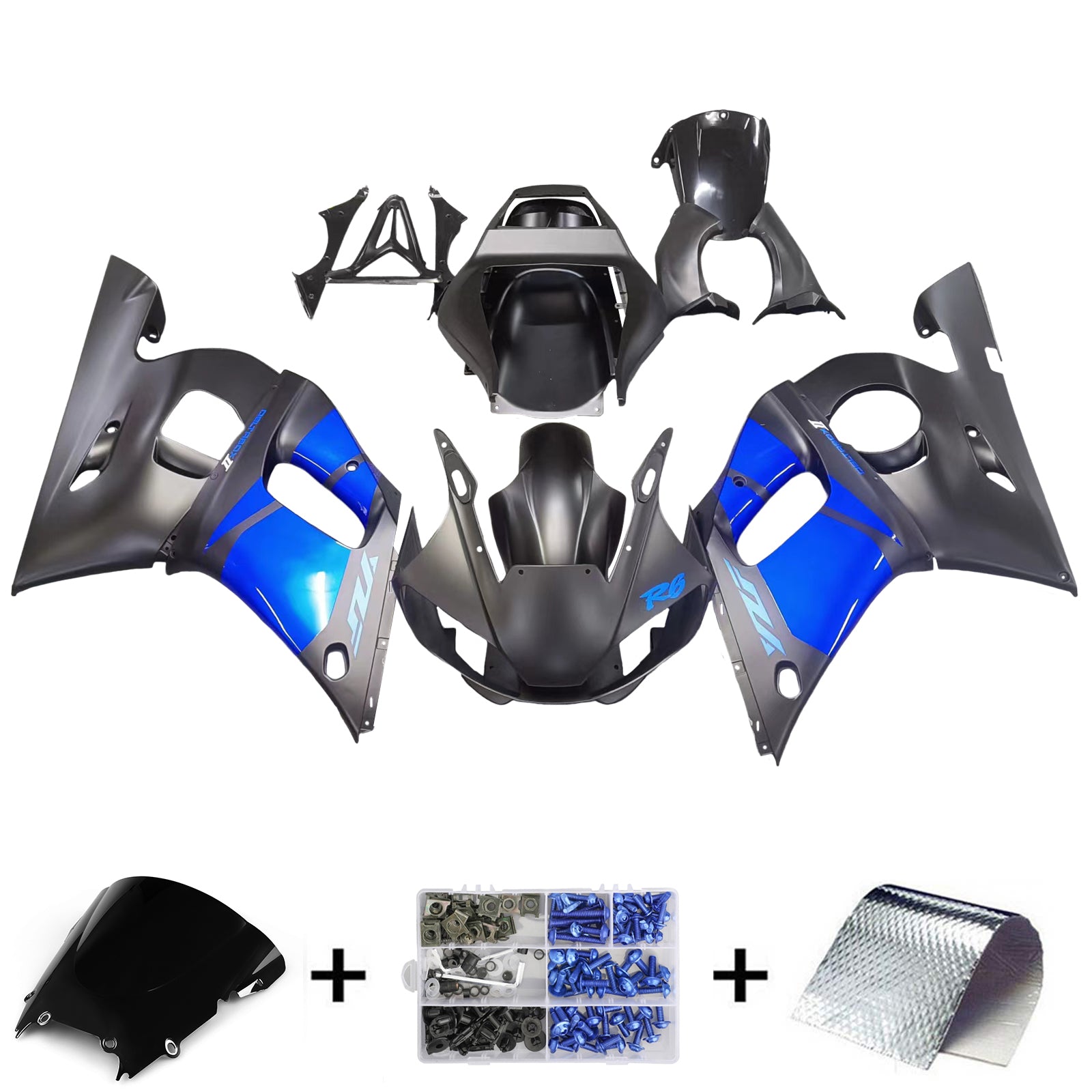 Kit de carénage par injection , carrosserie en plastique ABS Pour Yamaha YZF 600 R6 1998-2002
