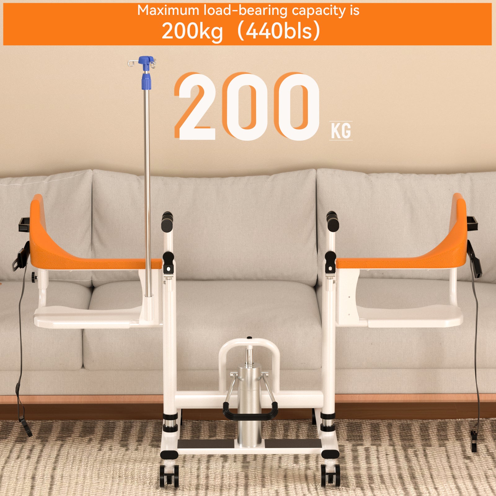 Levante hidráulico silla de ruedas salvavidas para transporte grande para pacientes divididos 180 ° SIEGE