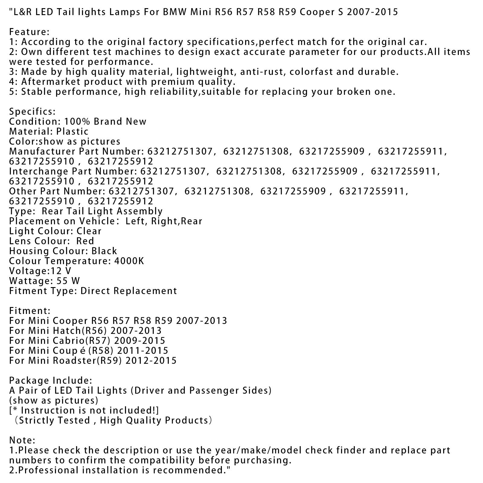 Zadnja luč na levi in desni za Mini Coupe (R58) 2011–2015, siva 63212751307