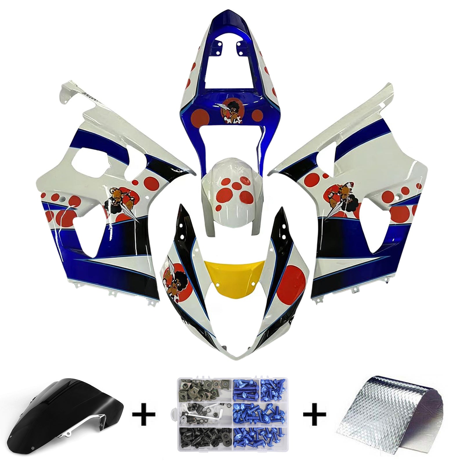 Kit de carénage par injection, carrosserie en plastique ABS, compatible avec Suzuki GSXR1000 2003-2004