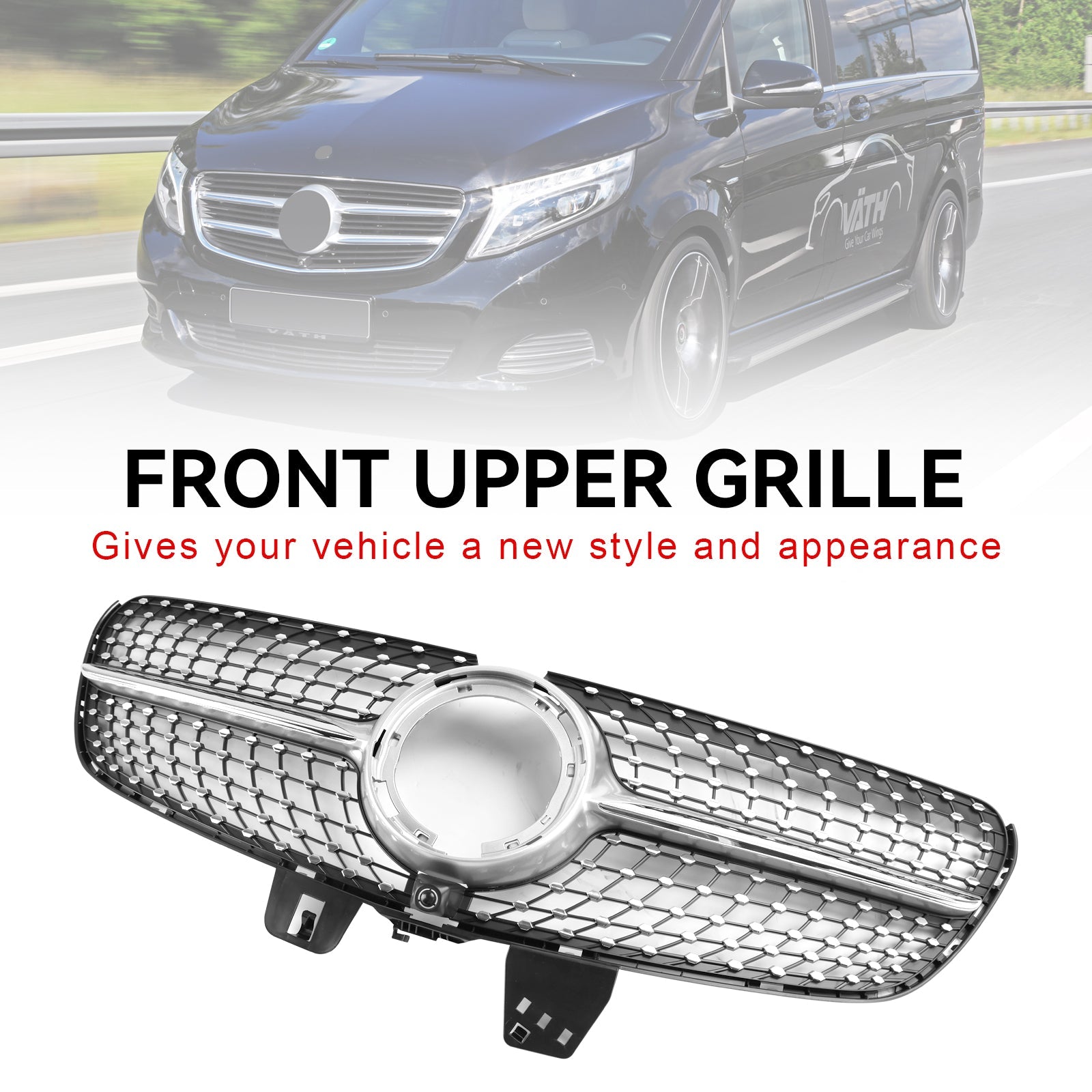 Parrilla de diamante superior delantera para Mercedes Benz Clase V W447 2020-2023