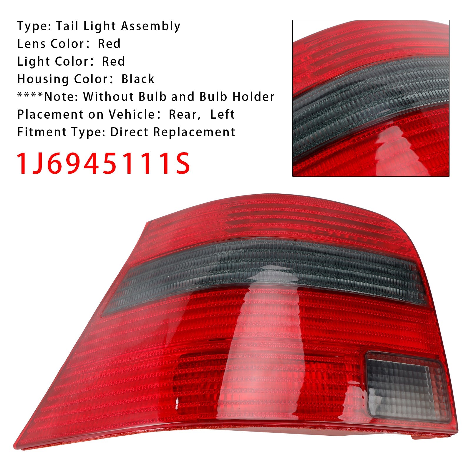 Leva zadnja luč za VW Golf Mk4 Hatchback (1997-2005) - Kataloške številke 1J6945111S in 1J6945111T