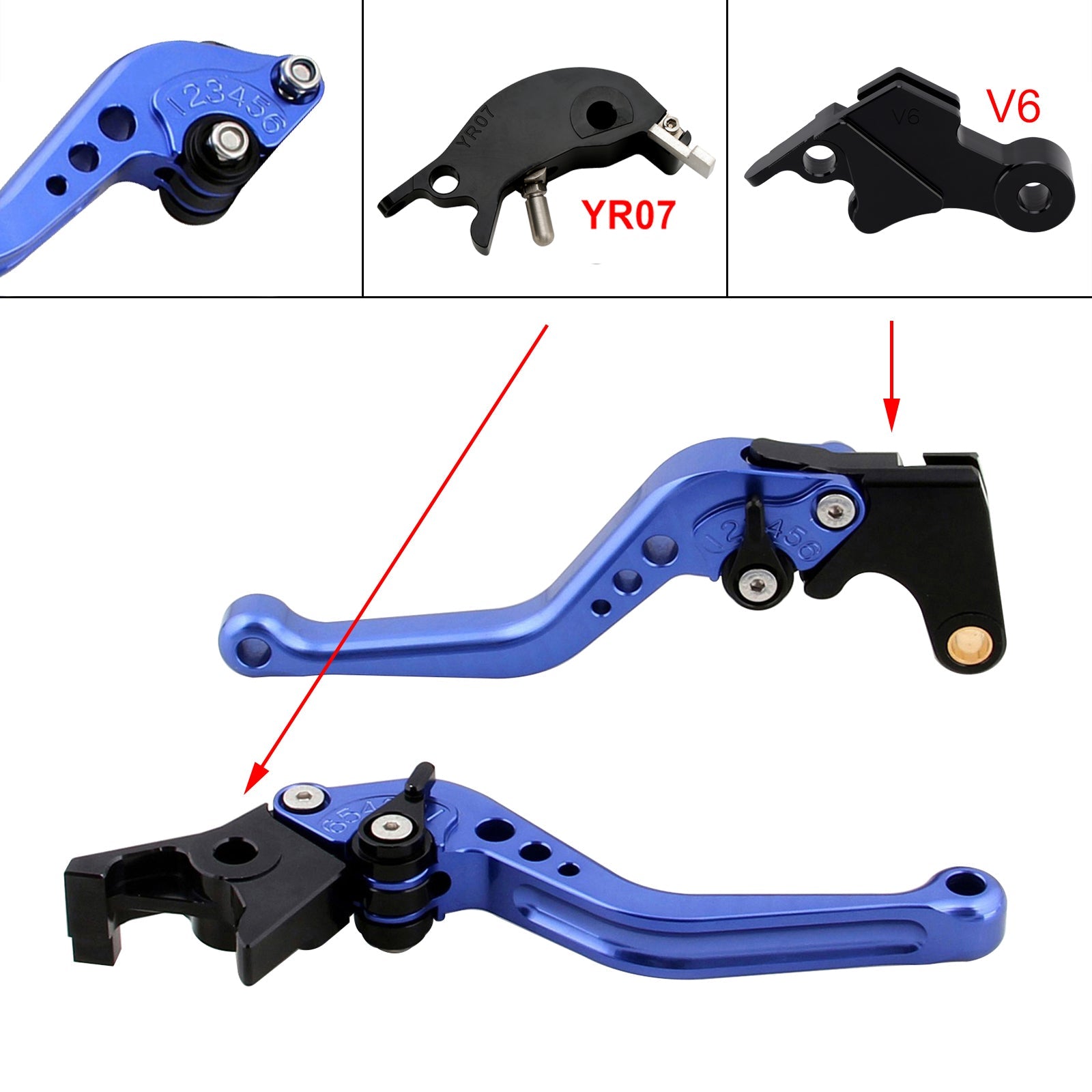 Nouveau levier de frein et d'embrayage court compatible avec YAMAHA XSR900 XSR900GP MT-09 MT-09SP 24-25