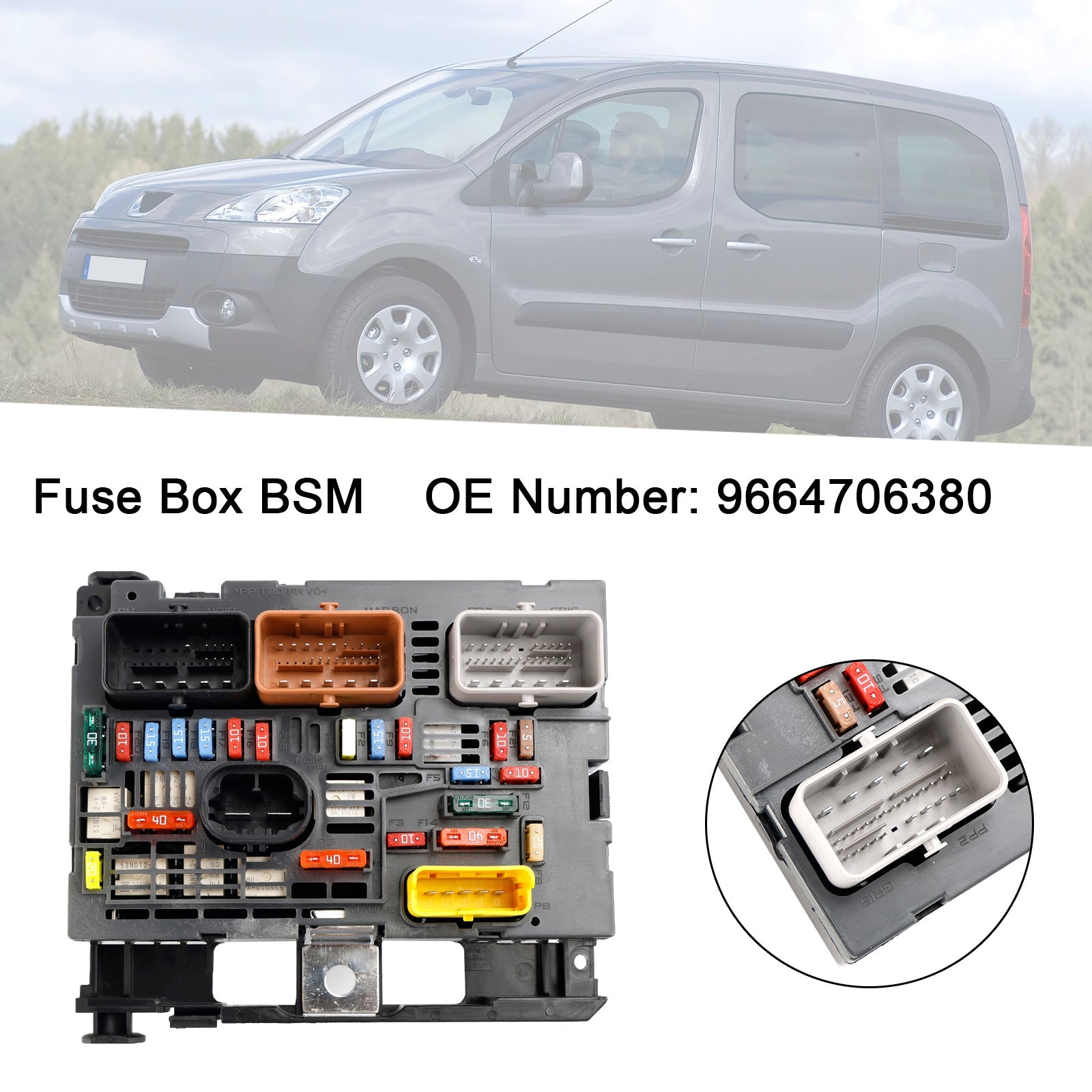 2008-2019 Citroën Berlingo C4 C8 Peugeot Partner 307 BSM Fuse Box 9664706380