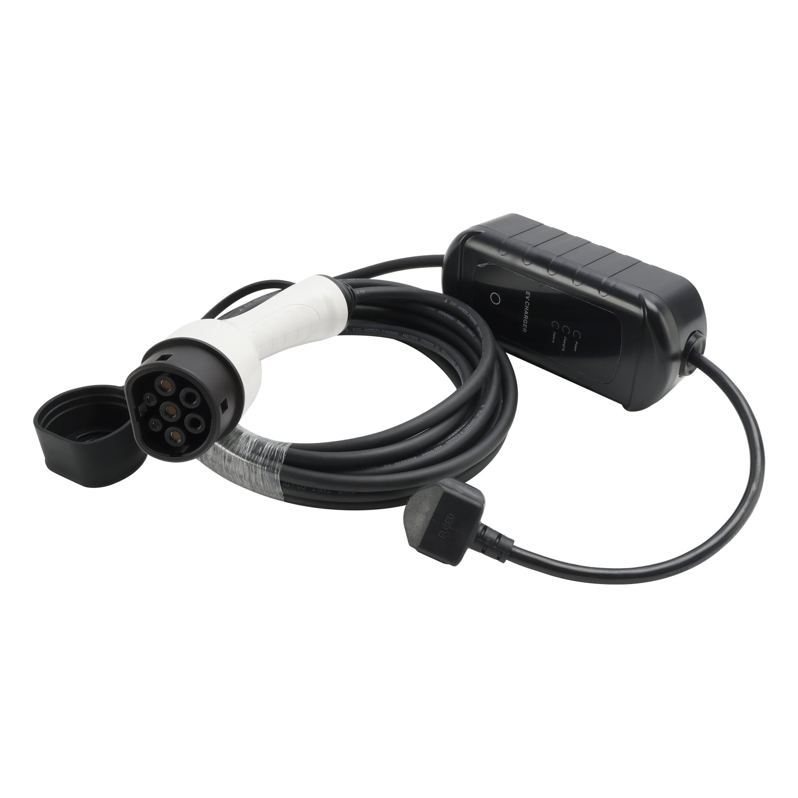 Type 2 draagbare EV-oplader, 8 meter kabel, 3-pins UK-stekker, 10A