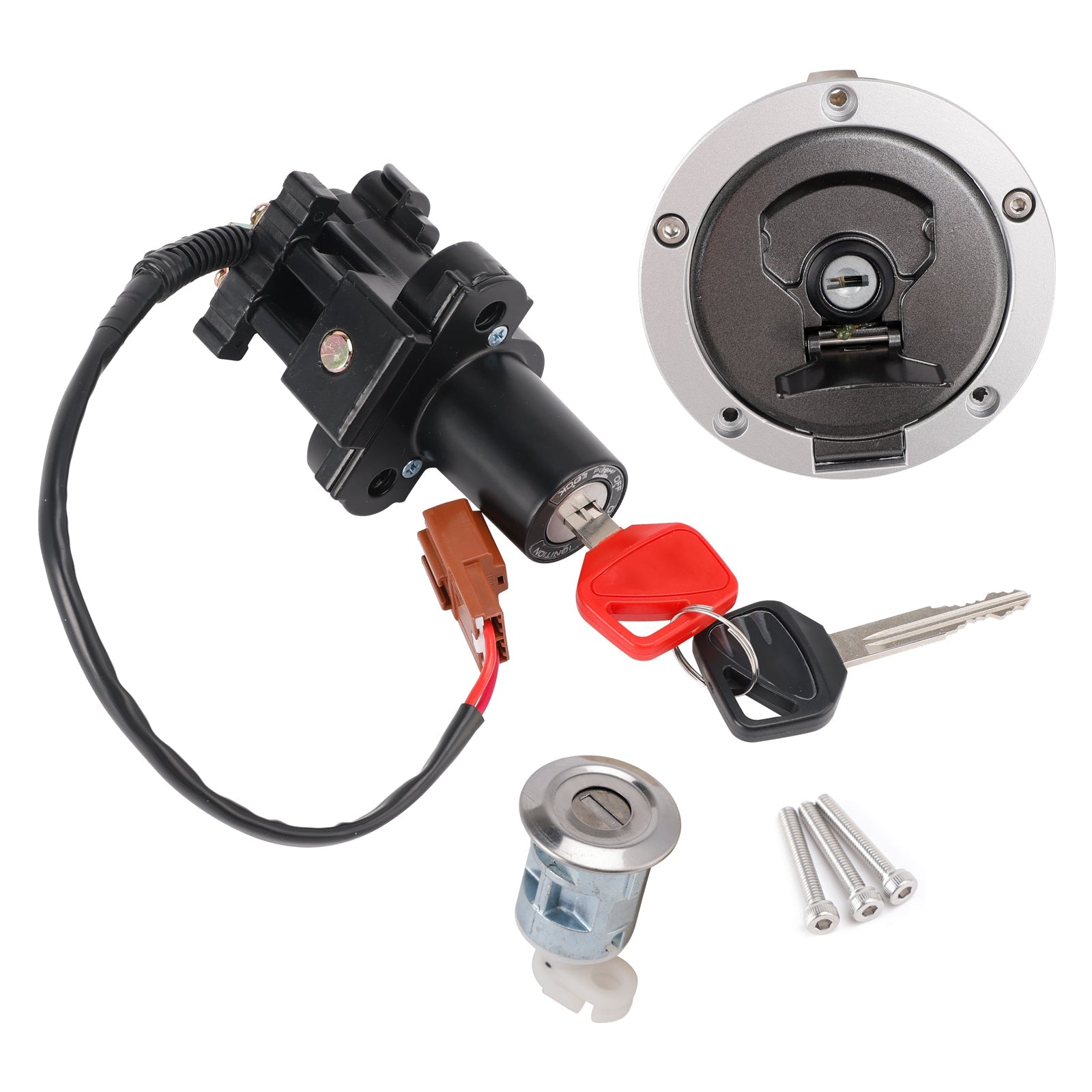 Interruptor de la Honda CB650RA 2011-2013'Juego de llaves para tapa de combustible y cerradura de asiento de encendido de CA 35010-MKY-L51 35010-MKY-LA0