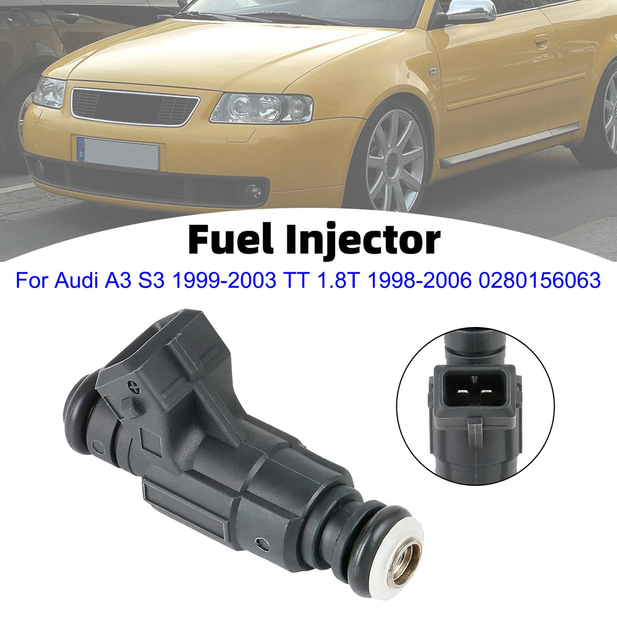 1 inyector de combustible para Audi A3 S3 1999-2003 y TT 1.8T 1998-2006 (referencia 0280156063)