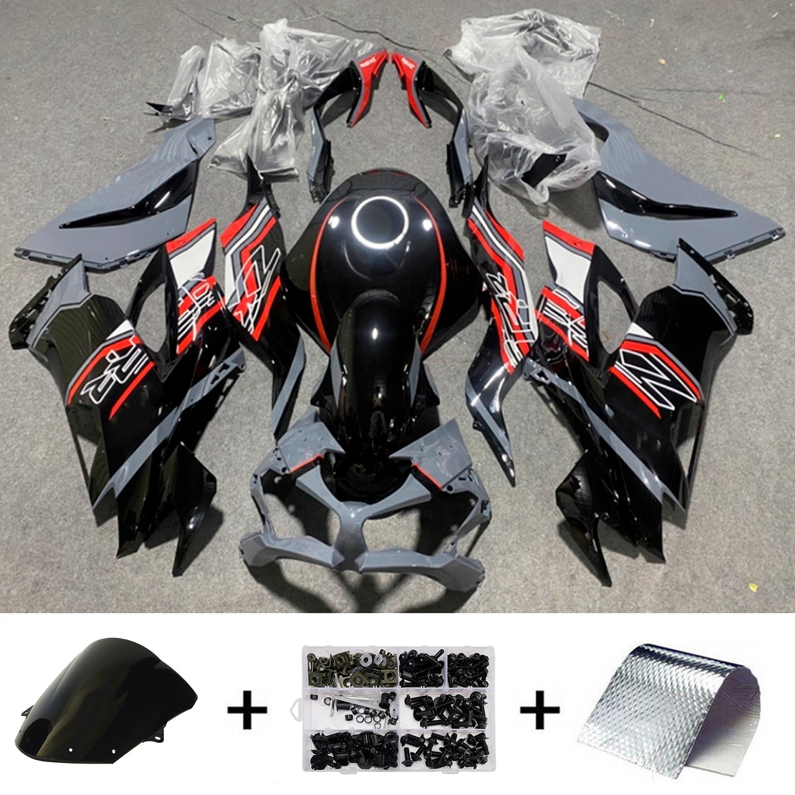 Kit de carénage injecté en plastique ABS compatible avec Kawasaki ZX6R 2019-2023