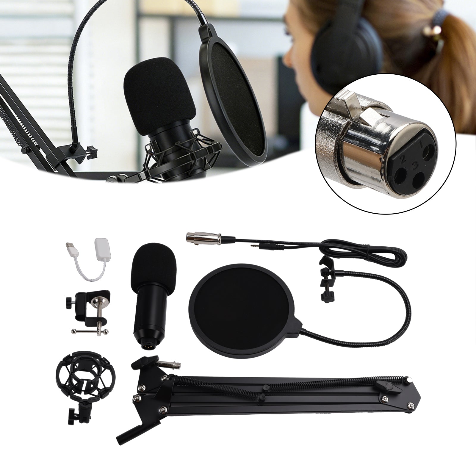 Microphone à condensateur USB BM800 pour PC, kit microphone de studio pour le chant et le streaming