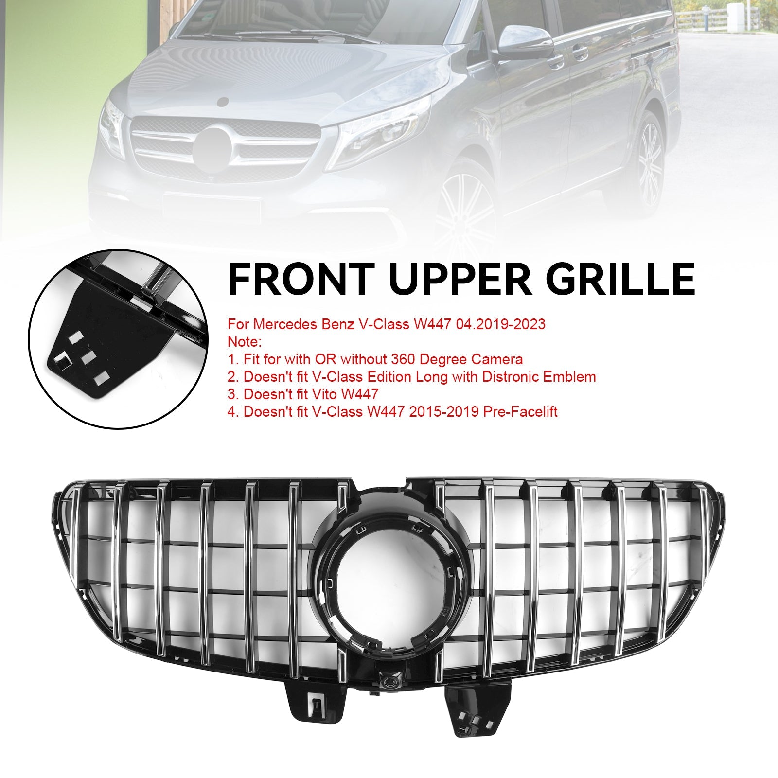 04.2019-2023 Classe V W447 Mercedes Benz Calandre supérieure avant