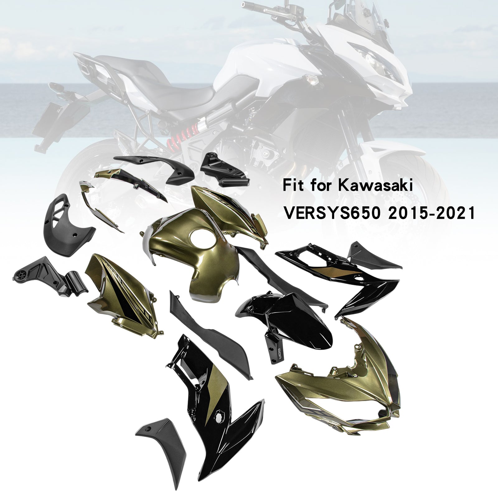 Carénage de carrosserie en plastique ABS d'injection adapté à Kawasaki VERSYS650 2015-2021 03#