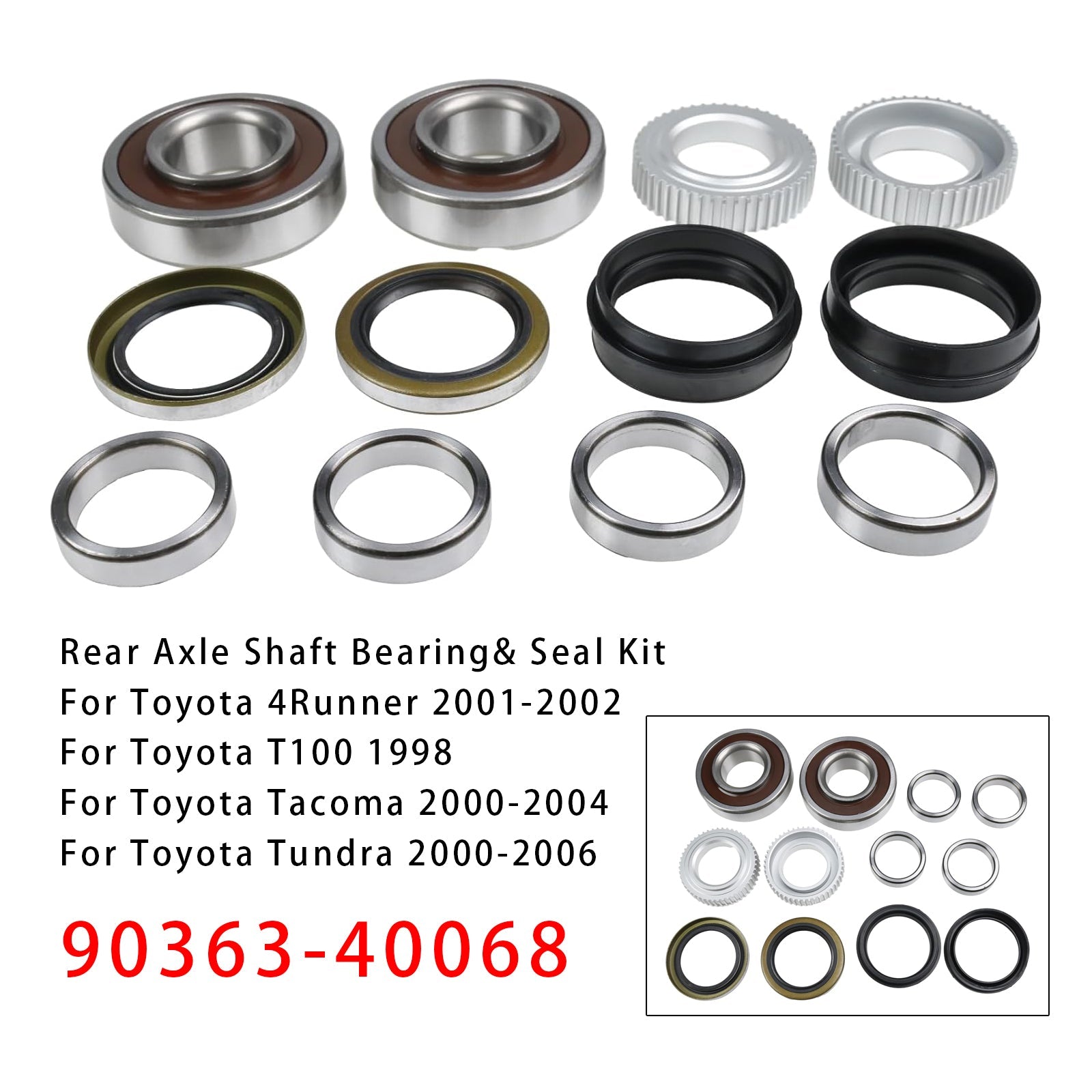 Kit roulement et joint d'arbre d'essieu arrière 90363-40068 pour Toyota Tacoma, Tundra et 4Runner