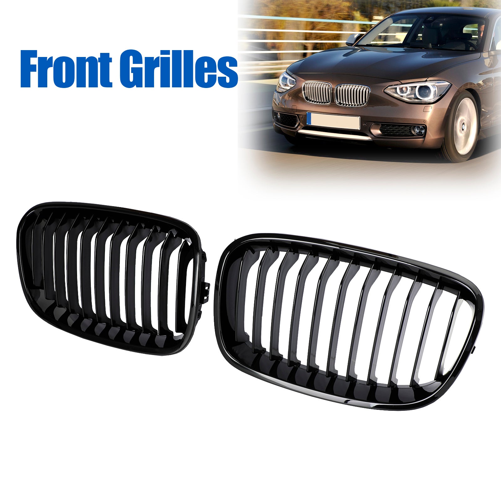 2012-2014 BMW Série 1 F20 F21 2PCS Grille de calandre de pare-chocs avant