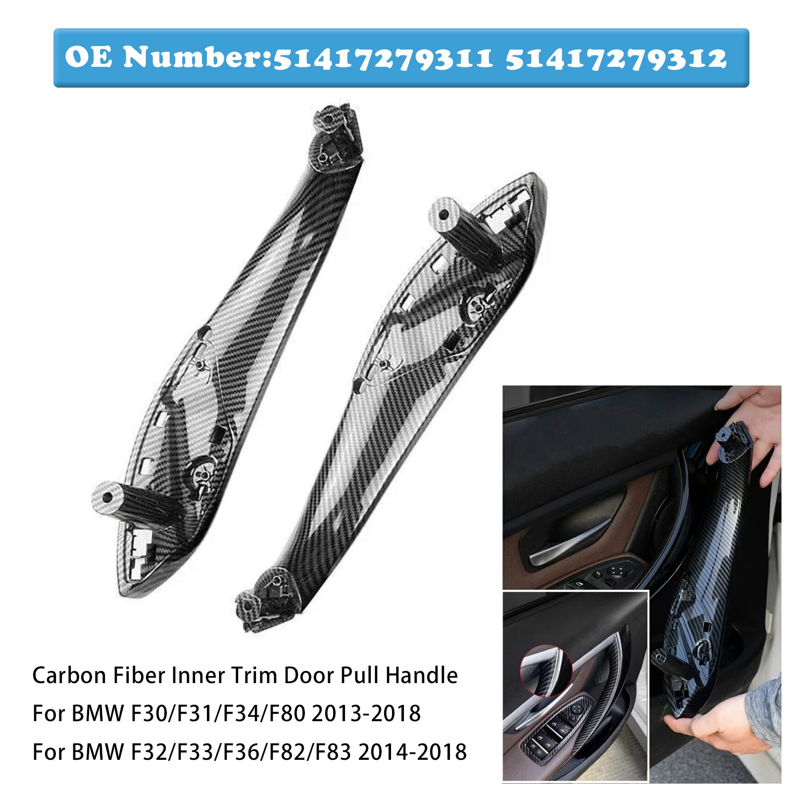 Poignée de porte intérieure avant gauche/droite pour BMW F30 F80 F31 F32 F33 F35 M3