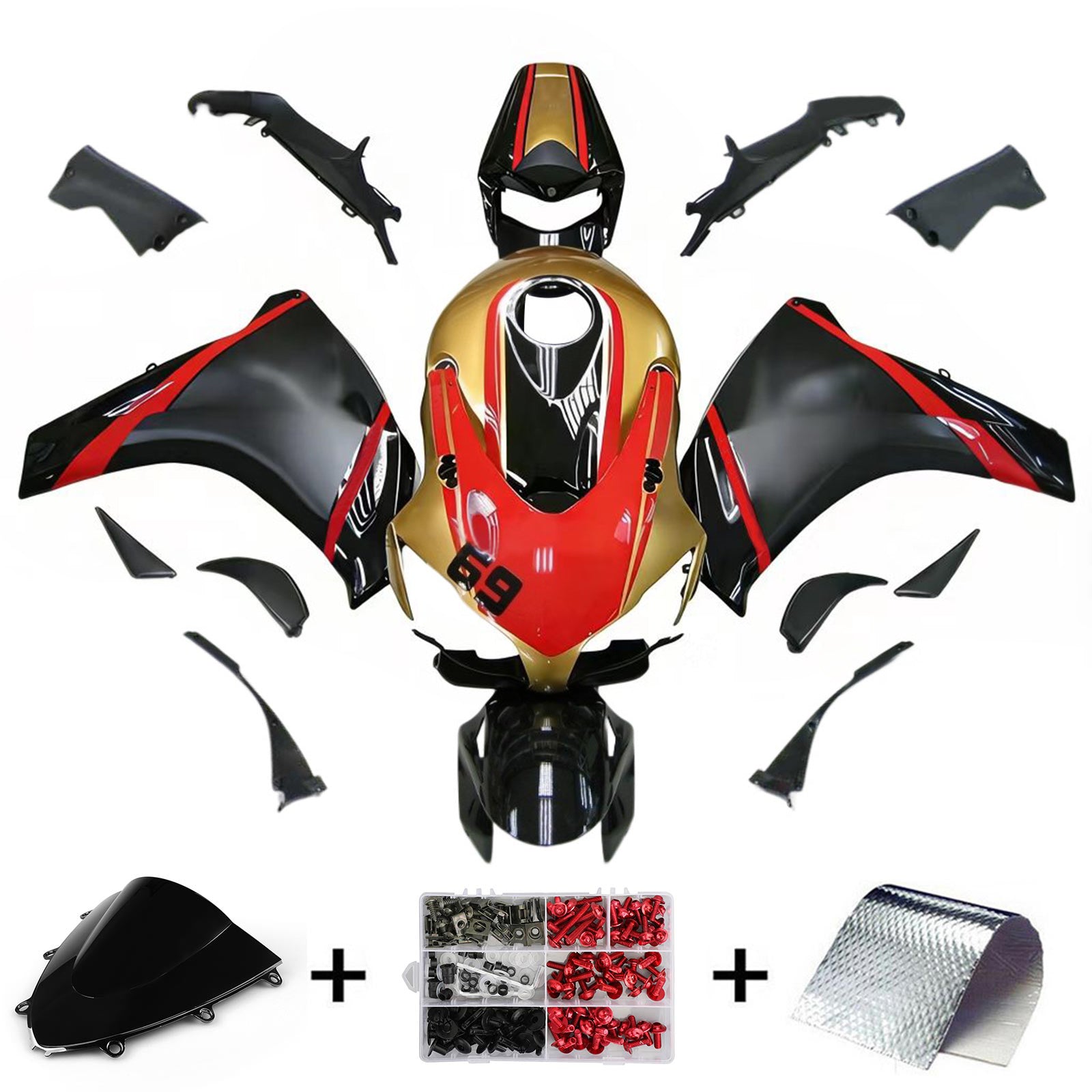 Kit de carénage injecté en plastique ABS pour Honda CBR1000RR 2008-2011