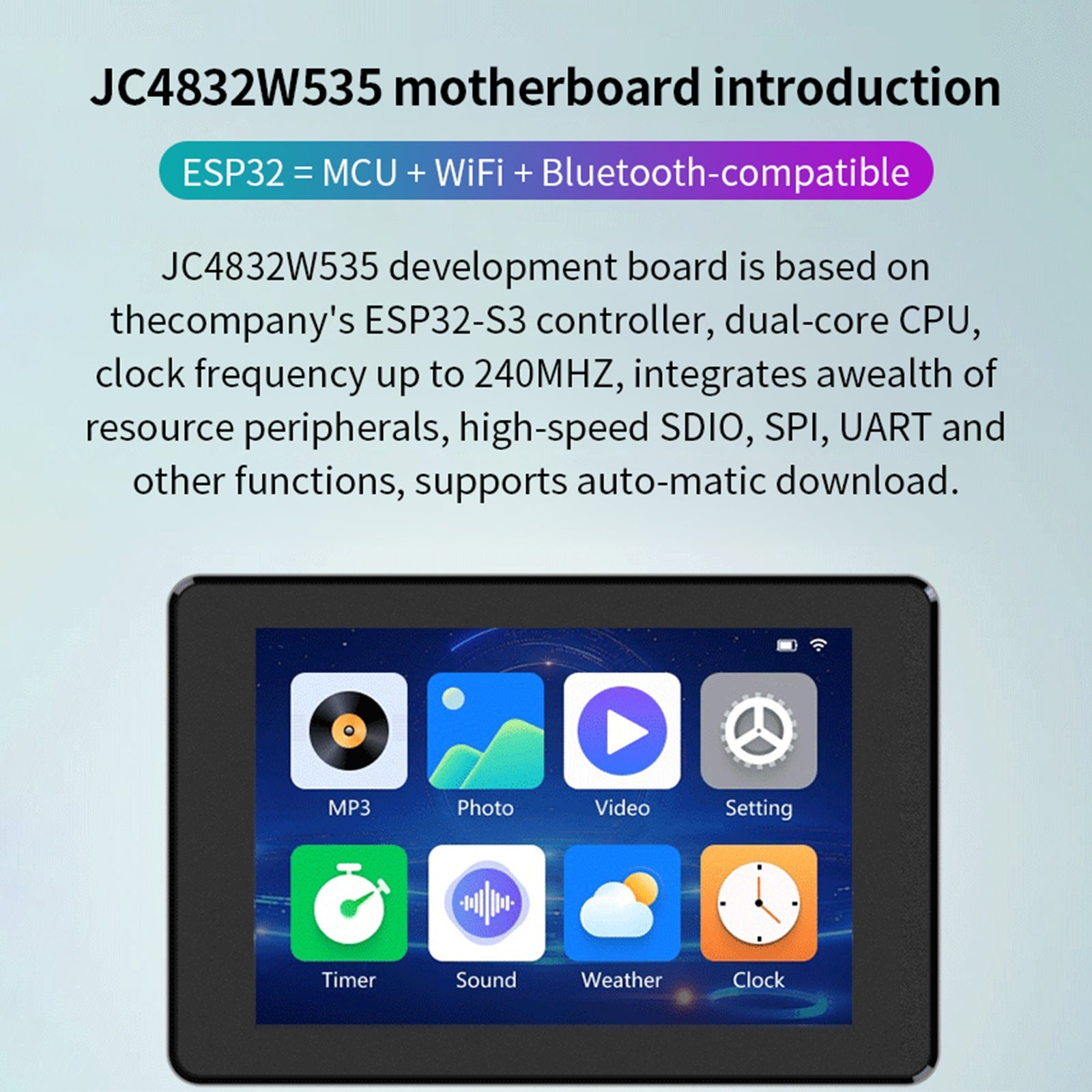 ESP32 S3 ontwikkelbord met 3,5 inch IPS smart touchscreen en geïntegreerde firmware