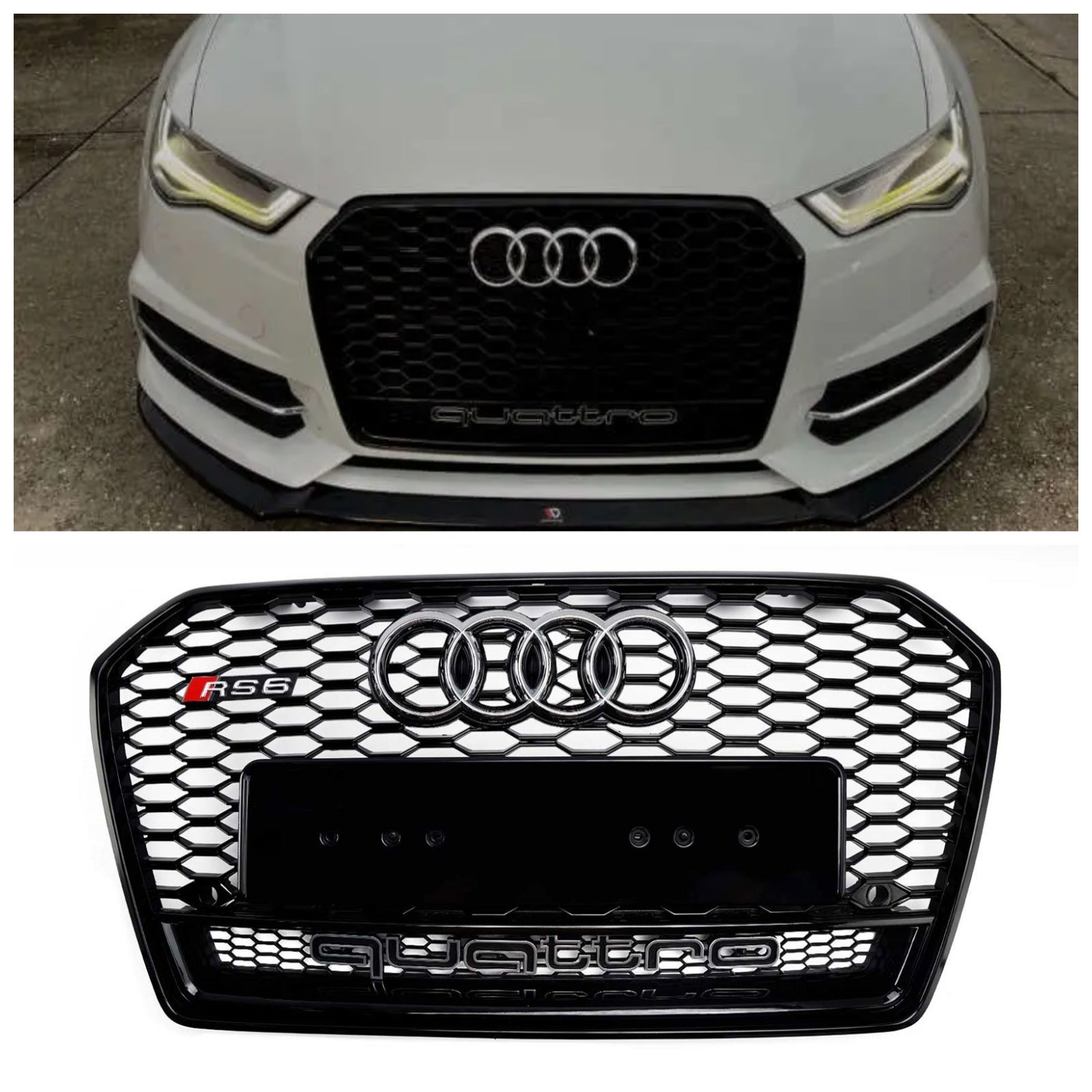 2016-2018 Audi A6 S6 C7 C7PA RS6 Style Grille de calandre en nid d'abeille noire