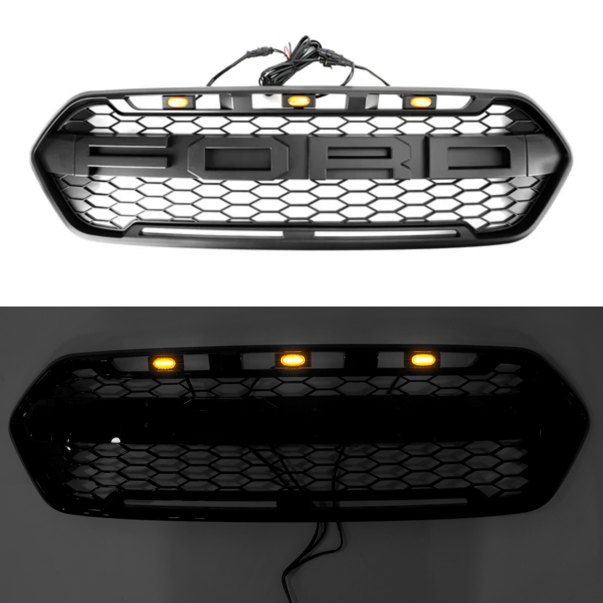 2018-2023 Ford Transit Custom Trail avec 3LED noir mat calandre de pare-chocs avant style Raptor