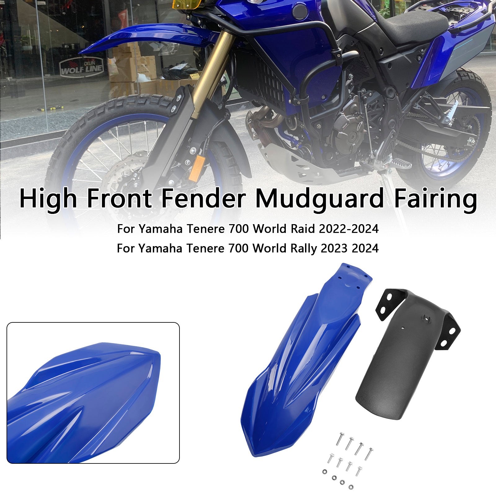 Garde-boue avant haut pour Yamaha Tenere 700 2019-2026 Blue
