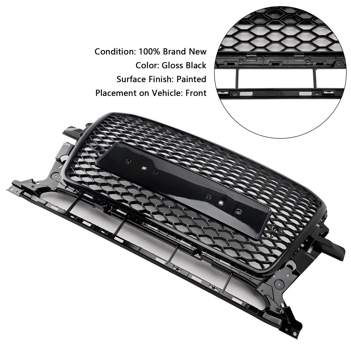 Griglia per paraurti anteriore a nido d'ape nera lucida per Audi Q5 2013-2017