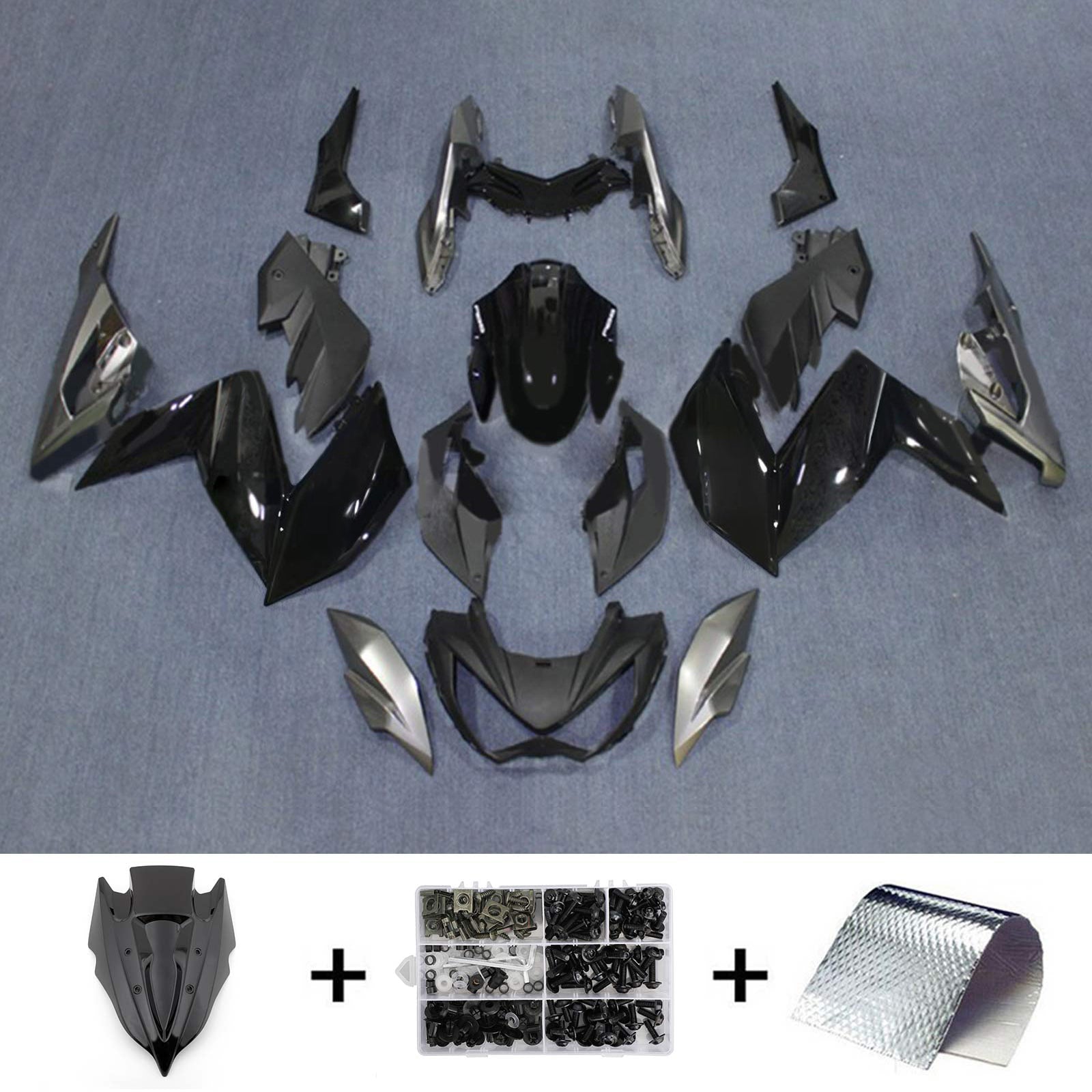 Kit de carénage en plastique ABS injecté compatible avec Kawasaki Z250 Z300 2015-2016