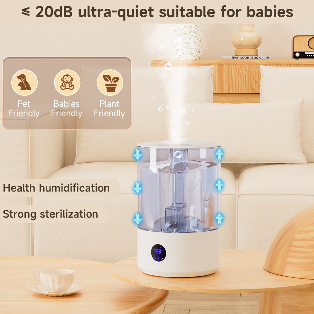 Humidificateur pour grande chambre (7,8L), avec stérilisation UV, diffuseur d'huiles essentielles